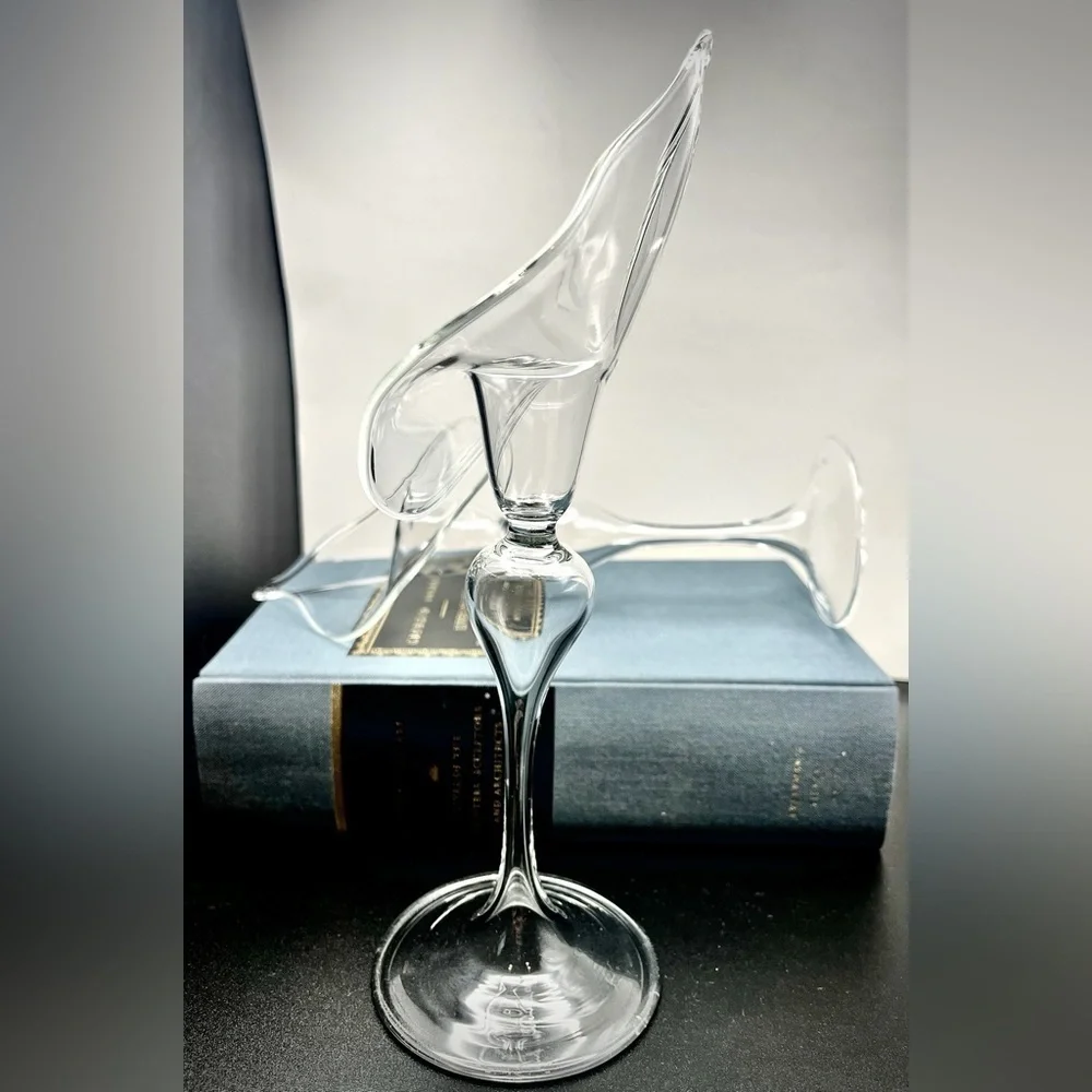 VTG Jack in the Pulpit/Calla Lily Clear Blown Glass Novelty Candleholders | Pair